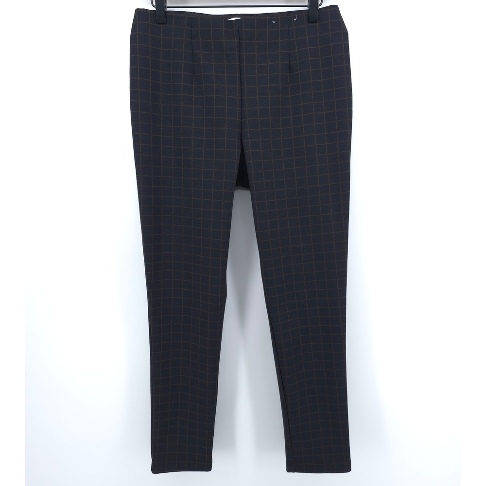 Calvin Klein Women Pants Slim Windowpane Check 10 Black Brown Workwear